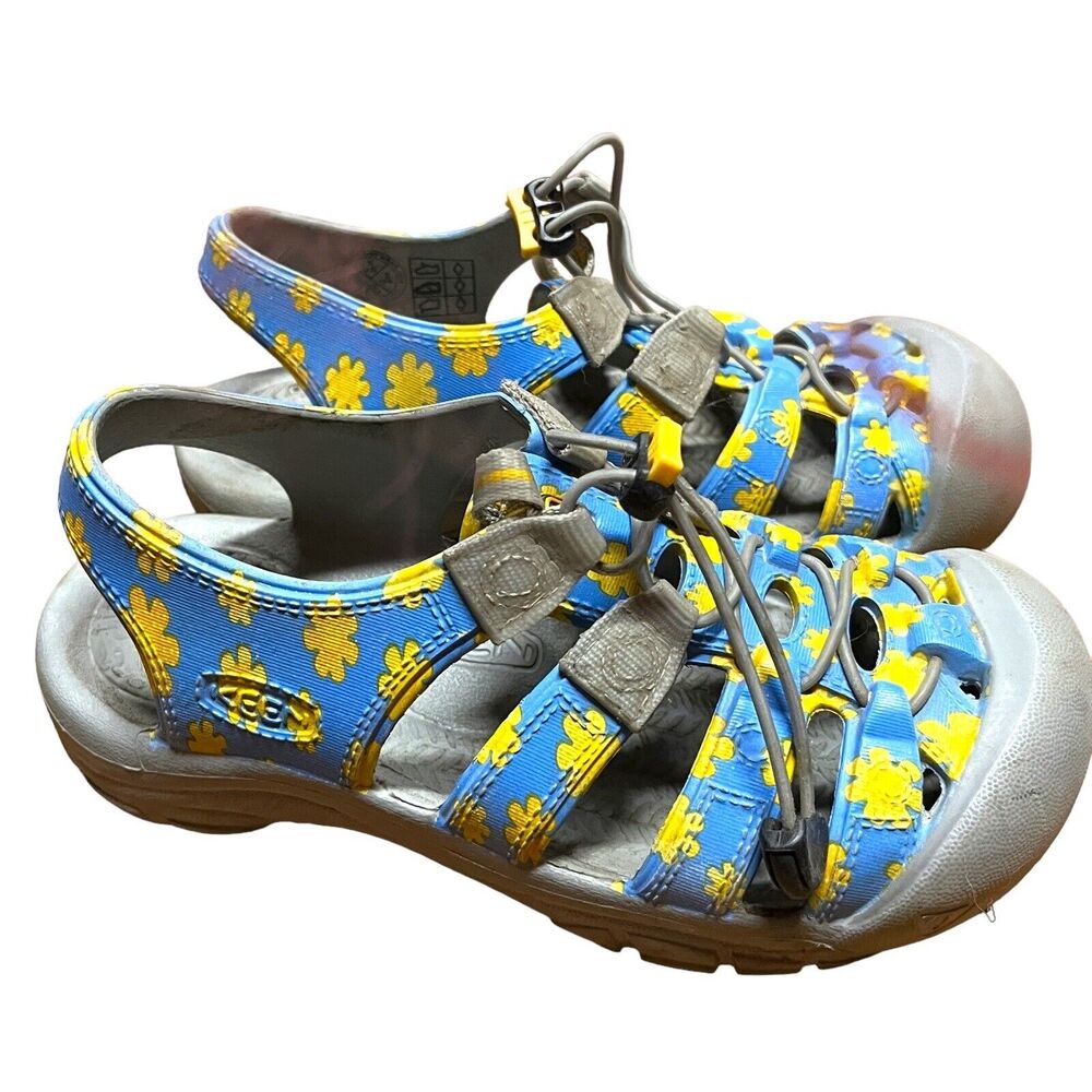 KEEN Sandals Rubber Hiking Outdoor Water Sunsport Yellow Flowers Youth Sz 3